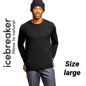 $280 Icebreaker Men's black  Men's Waypoint Crewe Sweater size large​​